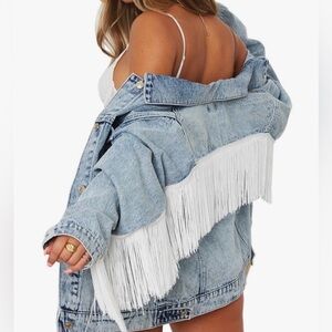 Justalwart Women's Oversized Vintage Denim Jacket Long Sleeve Boyfriend Coat